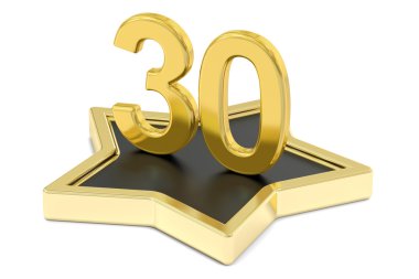 Altın sayı 30 yıldız podyum, Ödülü kavramı. 3D render