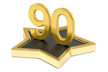Altın sayı 90 yıldız podyum, Ödülü kavramı. 3D render