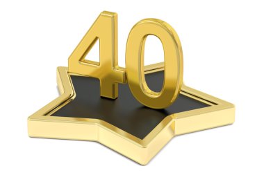 Altın 40 numara yıldız podyum, Ödülü kavramı. 3D render