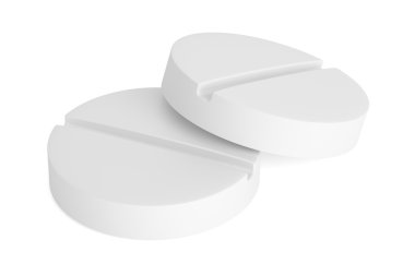 İki beyaz hap, 3d render