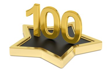 Altın sayı 100 yıldız podyum, Ödülü kavramı. 3D render