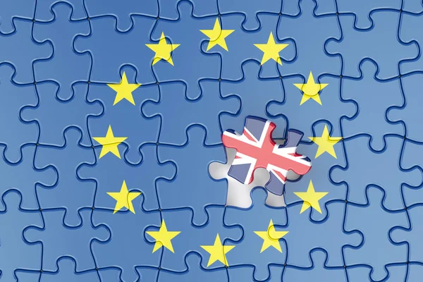 Grande-Bretagne et UE puzzles, Brexit referendum concept, 3D tendance — Photo