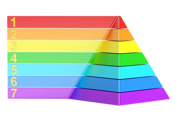 Пирамида с цветовыми уровнями, пирамида график. 3d-рендеринг — стоковое фото
