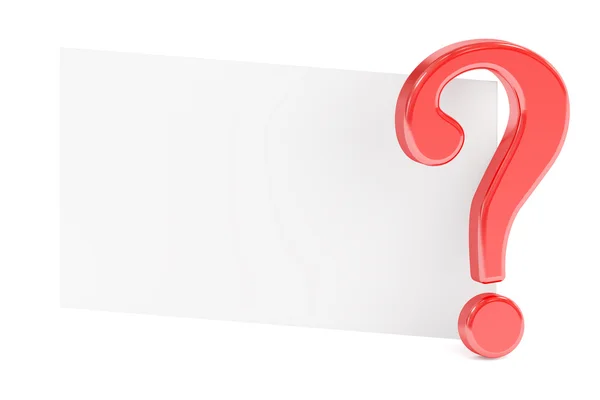 Question mark with blank card, 3D rendering — Stock Photo, Image