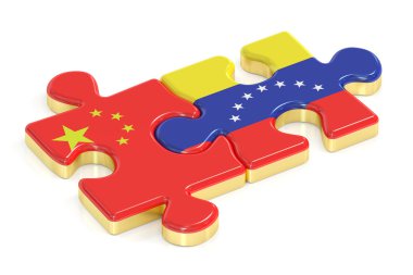 Çin ve Venezuela bulmacalar bayraklar, 3d render