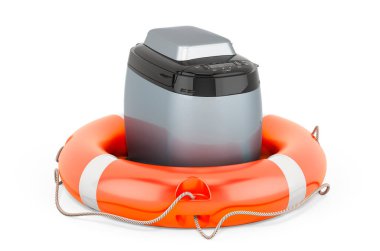 Ekmek yapma makinesinin bakım ve onarımı. Beyaz arkaplanda 3B görüntüleme izole edildi