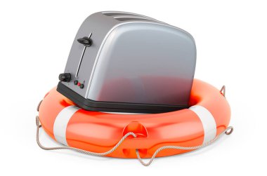 Ekmek kızartma makinesinin servis ve onarımı, 3 boyutlu görüntüleme beyaz arkaplanda izole edildi