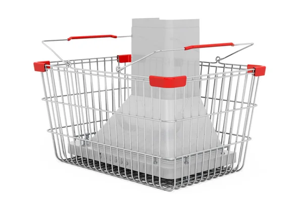 购物篮内的厨房排气罩 3D渲染白色背景隔离 — 图库照片