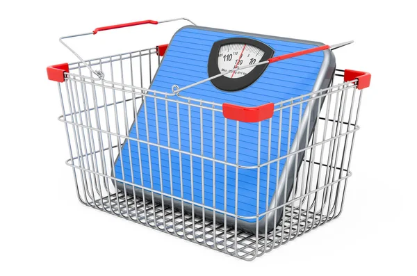 Bathroom Scale Shopping Basket Rendering Isolated White Background — Stock Photo, Image