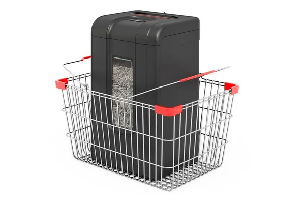 Paper Shredder Shopping Basket Rendering Isolated White Background — Stock Photo, Image