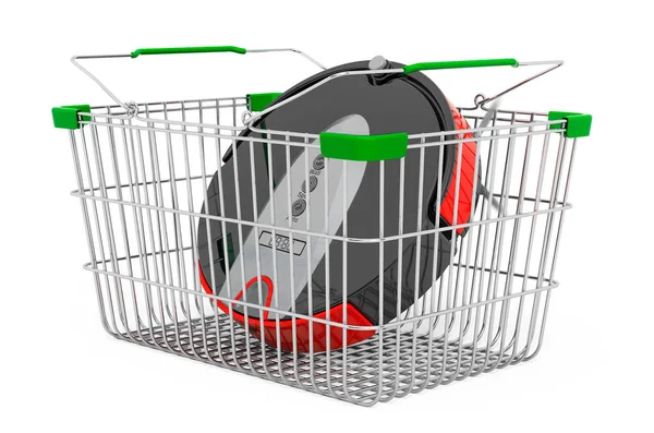 Vacuum Cleaner Shopping Basket Rendering Isolated White Background — Stock Photo, Image