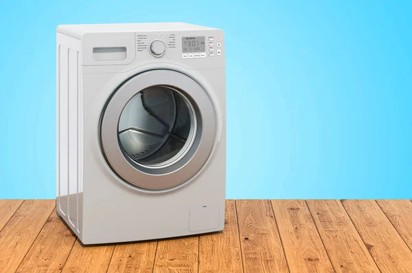 Washing Machine Wooden Planks Rendering — Stock Photo, Image