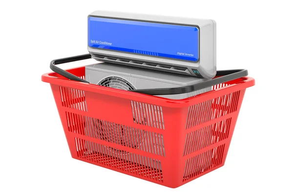 Shopping Basket Air Conditioner System Rendering Isolated White Background — Stock Photo, Image