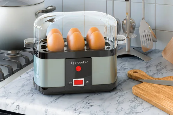 饭桌上的鸡蛋锅 3D渲染 — 图库照片