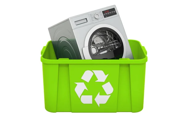 Recycling Mülleimer Mit Wäschetrockner Rendering Isoliert Auf Weißem Hintergrund — Stockfoto
