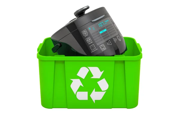 Recycling Szemetes Multikooker Renderelés Elszigetelt Fehér Háttér — Stock Fotó