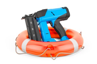 Can yelekli elektrikli Brad çivisi, beyaz arkaplanda 3 boyutlu görüntüleme