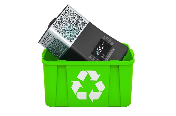 Reciclagem Lixeira Com Umidificador Ultra Sônico Renderização Isolada Fundo Branco — Fotografia de Stock
