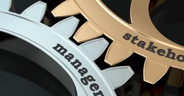 Stakeholder Management gearwheels, 3D animation video — Stock Video