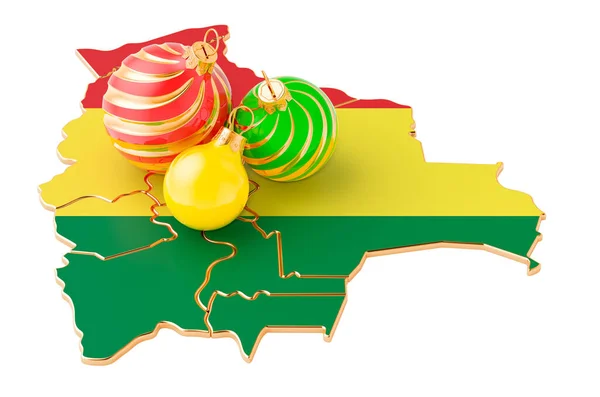 Mapa Boliviano Con Bolas Navidad Colores Concepto Vacaciones Año Nuevo — Foto de Stock