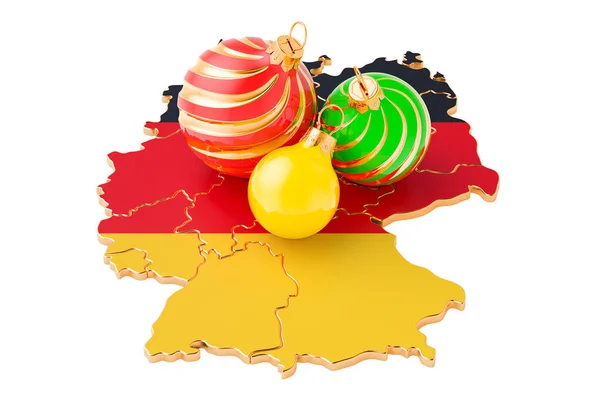 Duitse Kaart Met Gekleurde Kerstballen Nieuwjaar Kerstvakantie Concept Rendering Geïsoleerd — Stockfoto