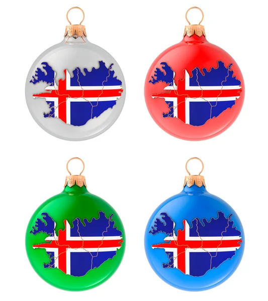 Χριστουγεννιάτικες Μπάλες Ισλανδικό Χάρτη Απόδοση Απομονωμένη Λευκό Φόντο — Φωτογραφία Αρχείου