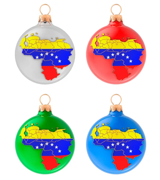 ベネズエラの地図を持つクリスマスボール 白い背景に隔離された3Dレンダリング — ストック写真