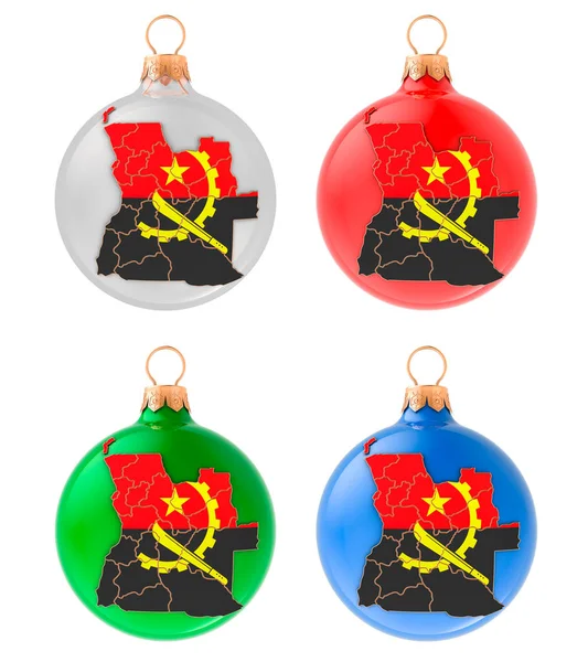 Різдвяні Кульки Картою Анголи Зображення Ізольоване Білому Тлі — стокове фото