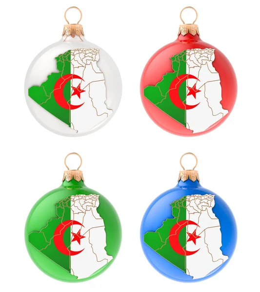 アルジェ地図付きクリスマスボール 白い背景に隔離された3Dレンダリング — ストック写真