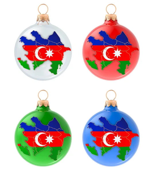 Kerstballen Met Azerbeidzjaanse Kaart Weergave Geïsoleerd Witte Achtergrond — Stockfoto
