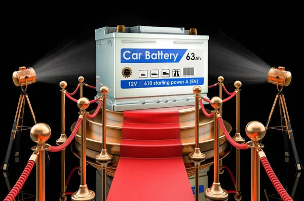 Podium Car Battery Rendering Isolated Black Background — ストック写真