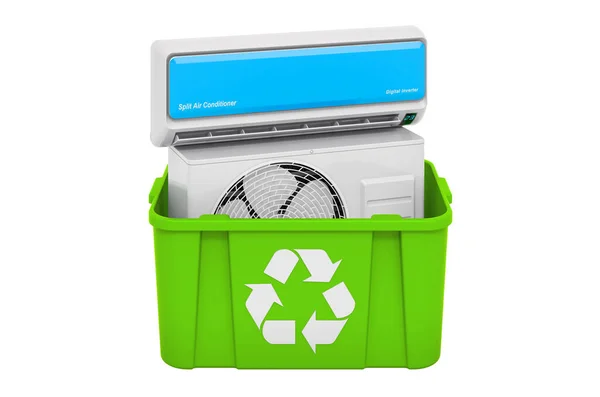 Recycling Mülleimer Mit Klimaanlage Rendering Isoliert Auf Weißem Hintergrund — Stockfoto