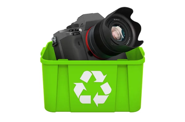 Recycling Trashcan Digital Camera Rendering Isolated White Background — ストック写真