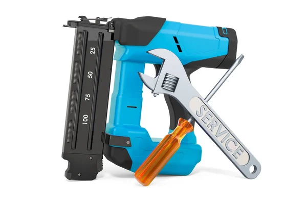Service Repair Electric Brad Nailer Rendering Isolated White Background — Foto Stock