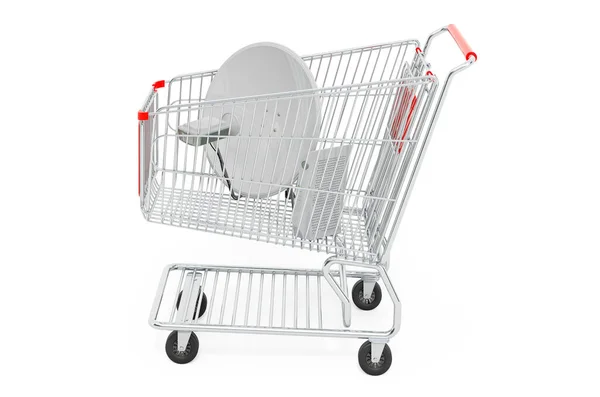Satellite Dish Shopping Cart Rendering Isolated White Background — Φωτογραφία Αρχείου