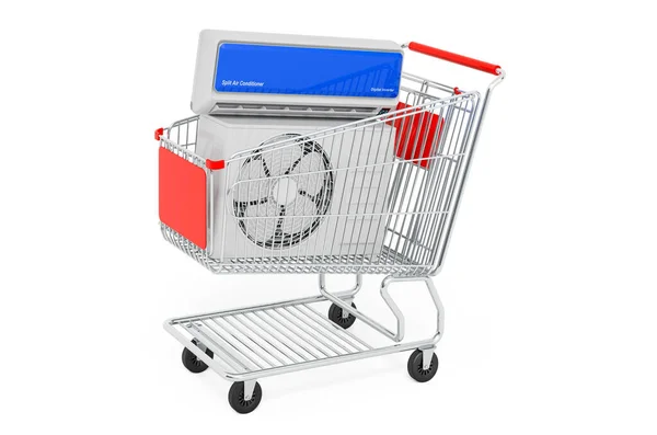 Air Conditioner System Shopping Cart Rendering Isolated White Background — 스톡 사진