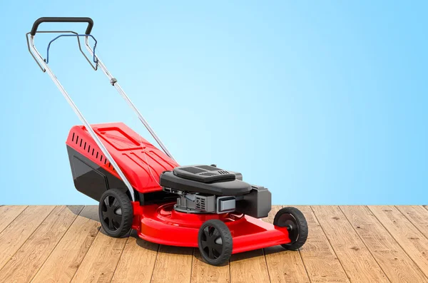 Lawn Mower Wooden Planks Rendering — Foto de Stock