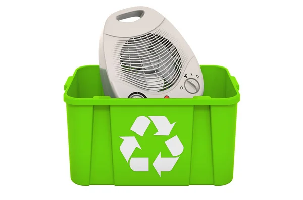 Recycling Trashcan Fan Heater Rendering Isolated White Background — ストック写真