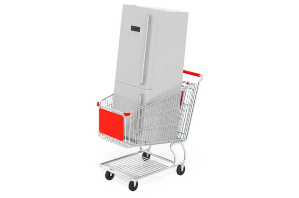Refrigerator Shopping Cart Rendering Isolated White Background — Φωτογραφία Αρχείου