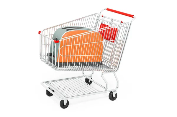 Toaster Shopping Cart Rendering Isolated White Background — Stockfoto