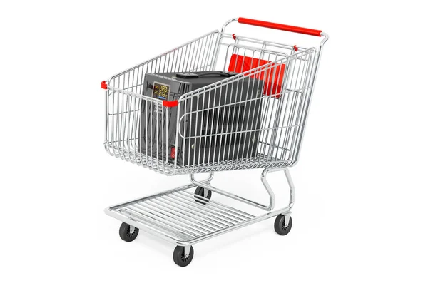 Voltage Stabilizer Shopping Cart Rendering Isolated White Background — Stock Photo, Image