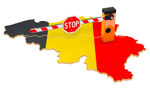 Granica Belgii Koncepcja Celna Ochrona Granic Rendering Izolowany Białym Tle — Zdjęcie stockowe