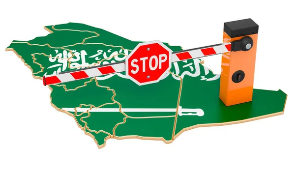 Grenzschließung Saudi Arabien Zoll Und Grenzschutzkonzept Rendering Isoliert Auf Weißem — Stockfoto