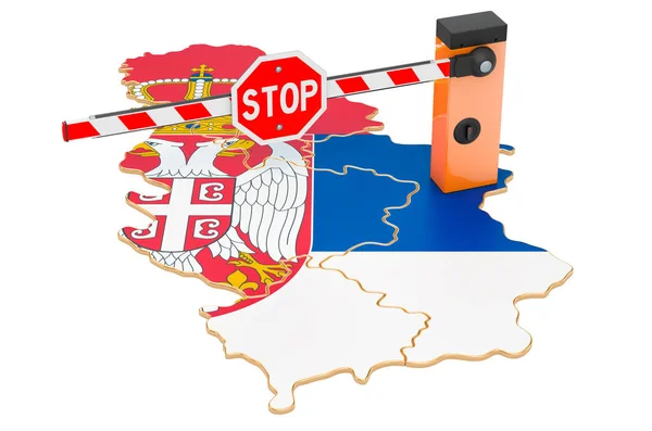 Blisko Granicy Serbii Koncepcja Celna Ochrona Granic Rendering Izolowany Białym — Zdjęcie stockowe