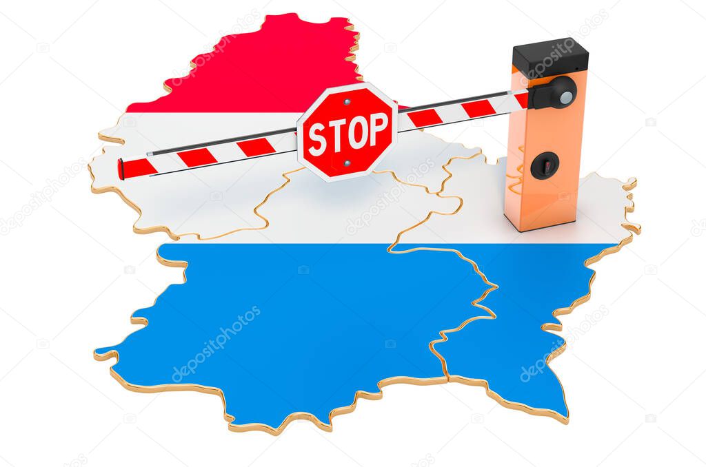 Border close in Luxembourg. Customs and border protection concept. 3D rendering isolated on white background