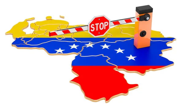 Grenzschließung Venezuela Zoll Und Grenzschutzkonzept Rendering Isoliert Auf Weißem Hintergrund — Stockfoto