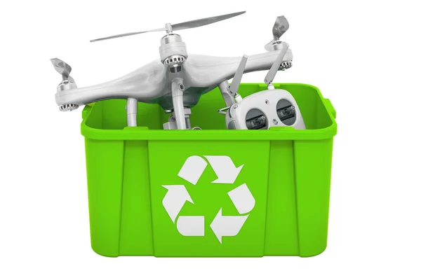 Recycling Trashcan Drone Rendering Isolated White Background — ストック写真