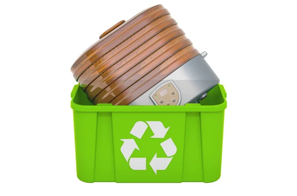 Recycling Mülleimer Mit Lebensmitteltrockner Rendering Isoliert Auf Weißem Hintergrund — Stockfoto