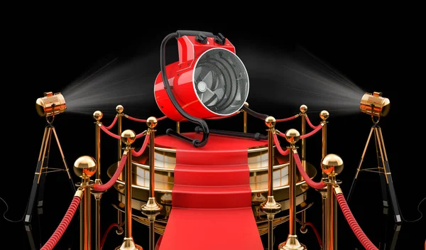 Podium Industrial Fan Heater Rendering Isolated Black Background — Stockfoto