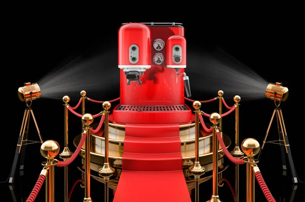 Подиум Кофе Машина Ретро Дизайн Рендеринг Изолированы Черном Фоне — стоковое фото